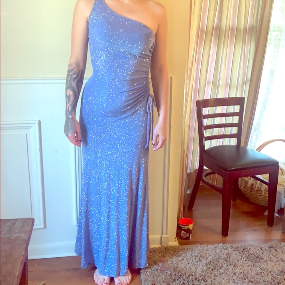 One shoulder blue sparkly size M dress
